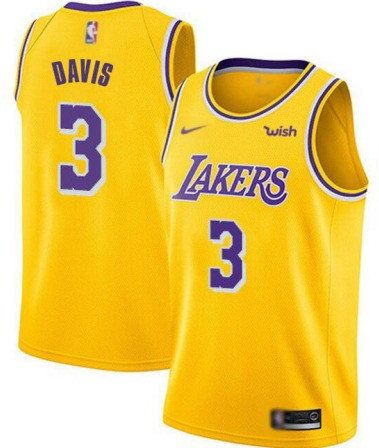 Men's Los Angeles Lakers #3 Anthony Davis Yellow NBA Stitched Jersey